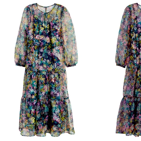 Halogen X Atlantic Pacific Long Sleeve Floral Sheer Tiered Maxi Dress - Picture 2 of 7